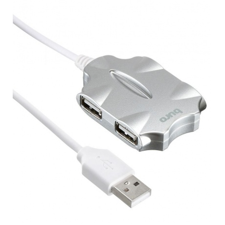 Хаб-разветвитель USB 2.0 Buro BU-HUB4-0.5-U2.0-Candy 4порт. серебристый - фото 4