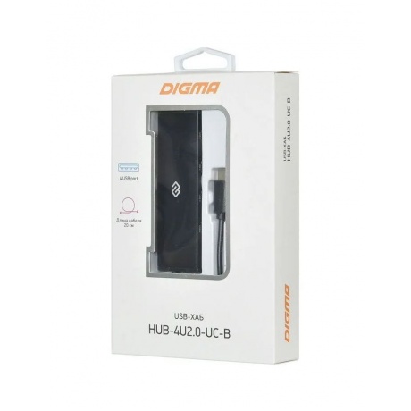 Хаб-разветвитель USB-C Digma HUB-4U2.0-UC-B 4порт. черный - фото 8