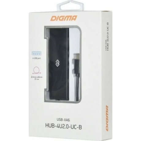Хаб-разветвитель USB-C Digma HUB-4U2.0-UC-B 4порт. черный - фото 8