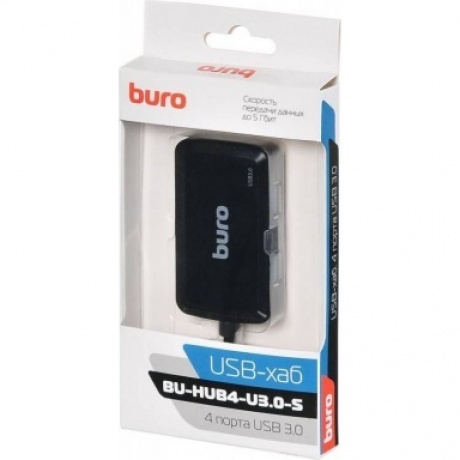 Хаб-разветвитель USB 3.0 Buro BU-HUB4-U3.0-S 4порт. черный - фото 5