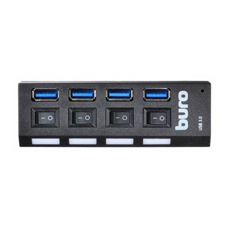 Хаб-разветвитель USB 3.0 Buro BU-HUB4-U3.0-L 4порт. черный - фото 1