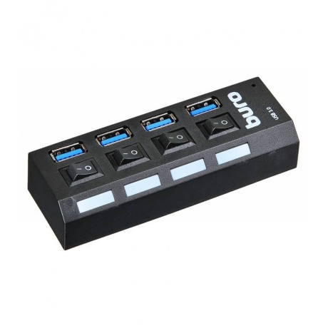 Хаб-разветвитель USB 3.0 Buro BU-HUB4-U3.0-L 4порт. черный - фото 4
