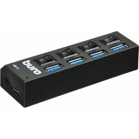 Хаб-разветвитель USB 3.0 Buro BU-HUB4-U3.0-L 4порт. черный - фото 3