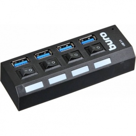 Хаб-разветвитель USB 3.0 Buro BU-HUB4-U3.0-L 4порт. черный - фото 4