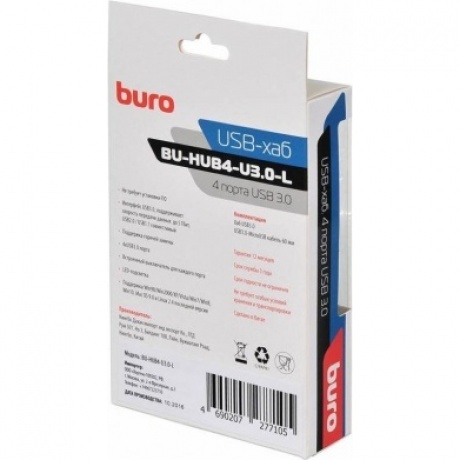Хаб-разветвитель USB 3.0 Buro BU-HUB4-U3.0-L 4порт. черный - фото 6
