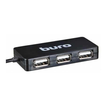 Хаб-разветвитель USB 2.0 Buro BU-HUB4-U2.0-Slim 4порт. черный - фото 3