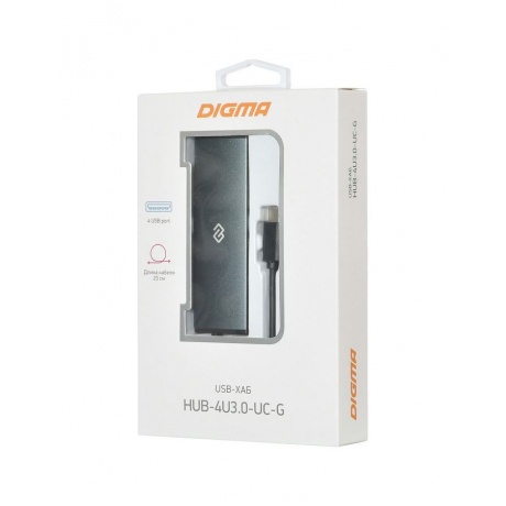 Хаб-разветвитель USB-C Digma HUB-4U3.0-UC-G 4порт. серый - фото 6