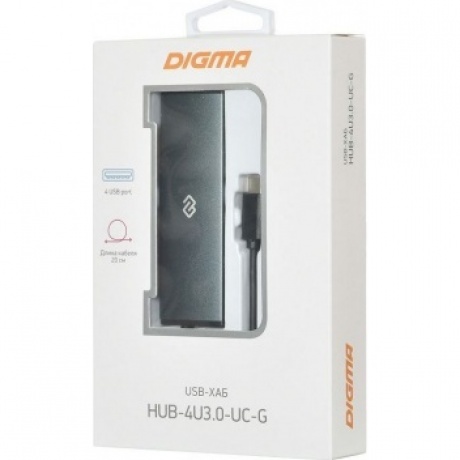 Хаб-разветвитель USB-C Digma HUB-4U3.0-UC-G 4порт. серый - фото 6