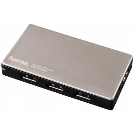 Хаб-разветвитель USB 3.0 Hama UltraActive 4порт. серебристый (00054544) - фото 1