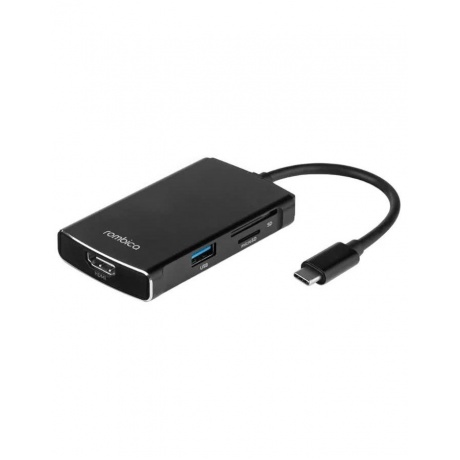 Хаб USB Rombica Type-C M6 USB 3.0 x 3 Type-C PD HDMI картридер алюминий черный - фото 2