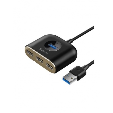 Хаб-разветвитель USB Baseus Square Round 4in1 USB HUB Adapter USB 3.0 - USB 3xUSB 2.0 1m Black CAHUB-AY01 - фото 1