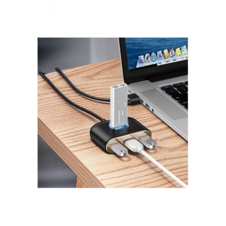 Хаб-разветвитель USB Baseus Square Round 4in1 USB HUB Adapter USB 3.0 - USB 3xUSB 2.0 1m Black CAHUB-AY01 - фото 5