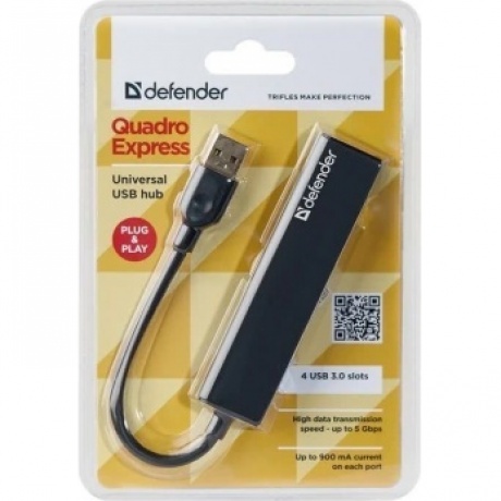 Хаб-разветвитель USB Defender Quadro Express USB 3.0 4-ports 83204 - фото 3