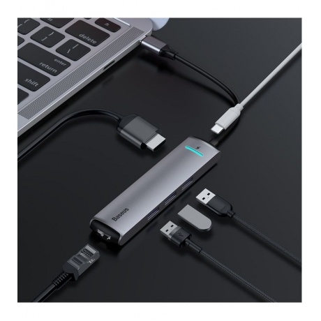 USB-концентратор Baseus Grey CAHUB-J0G - фото 4