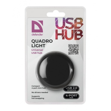 USB разветвитель Defender Quadro Light USB 2.0, 4 порта (83201) - фото 4