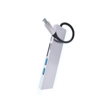 Адаптер USB-C Multiport Hub 6 в 1 VLP, серебристый - фото 2