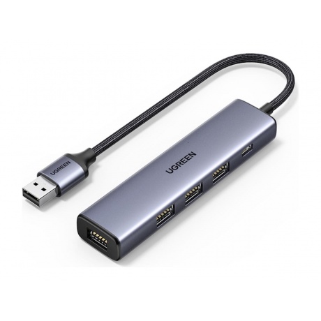 Хаб UGREEN USB концентратор (хаб) USB 3.0 to 4хUSB 3.0 Hub, цвет серый космос (20805) - фото 2
