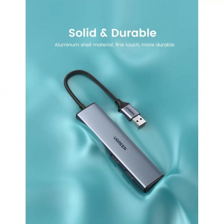 Хаб UGREEN USB концентратор (хаб) USB 3.0 to 4хUSB 3.0 Hub, цвет серый космос (20805) - фото 5