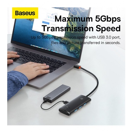 USB-хаб Baseus Lite Series Black (WKQX030001) - фото 12