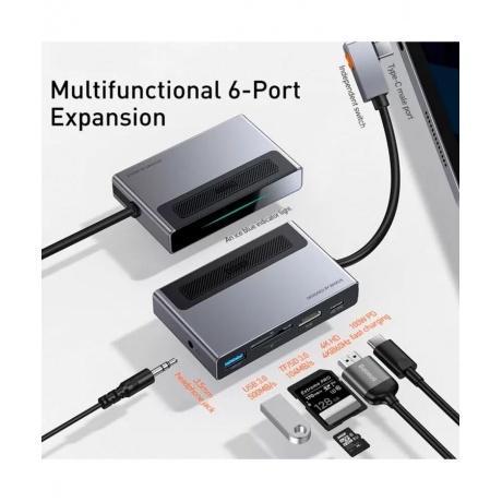 USB-хаб Baseus Magic Multifunctional (CAHUB-DA0G) - фото 7