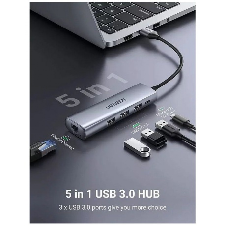 USB-хаб UGREEN CM266-60812 Gray (60812) - фото 2