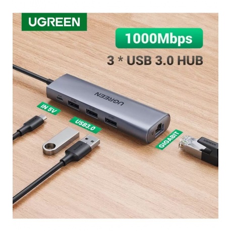 USB-хаб UGREEN CM266-60812 Gray (60812) - фото 8