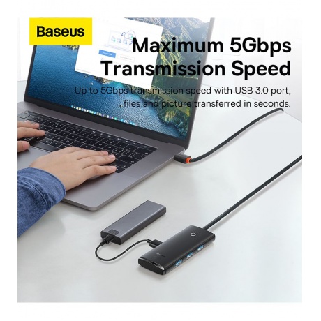 USB-хаб Baseus Lite Series Black (WKQX030101) - фото 13