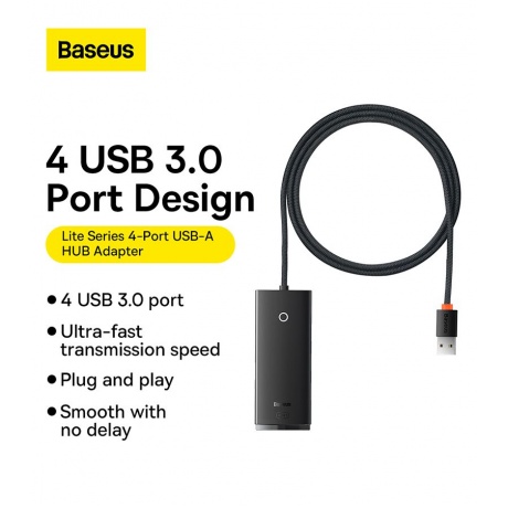 USB-хаб Baseus Lite Series Black (WKQX030101) - фото 10