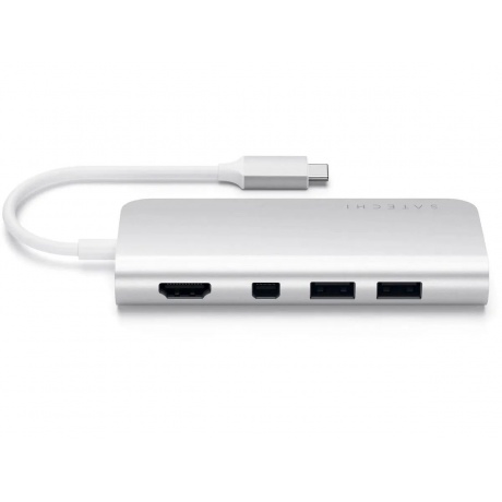 USB адаптер Satechi Aluminum Multi-Port Adapter 4K with Ethernet. Интерфейс USB-C. Порты: USB Type-C, 3хUSB 3.0, 4K HDMI, Ethernet RJ-45, SD / micro-SD . Цвет серебряный. - фото 3