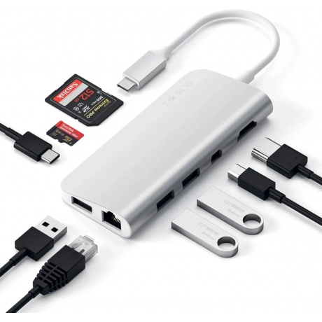 USB адаптер Satechi Aluminum Type-C Multimedia Adapter. Цвет серебряный - фото 6