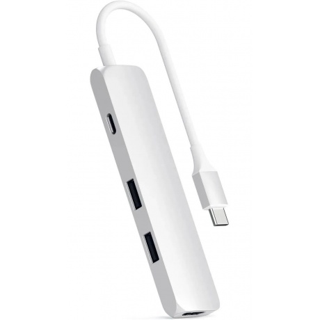 USB адаптер Satechi Slim Aluminum Type-C Multi-Port Adapter with Type-C Charging Port. Интерфейс USB-C. Порты USB Type-C, 2хUSB 3.0, 4K HDMI. Цвет серебряный. - фото 4