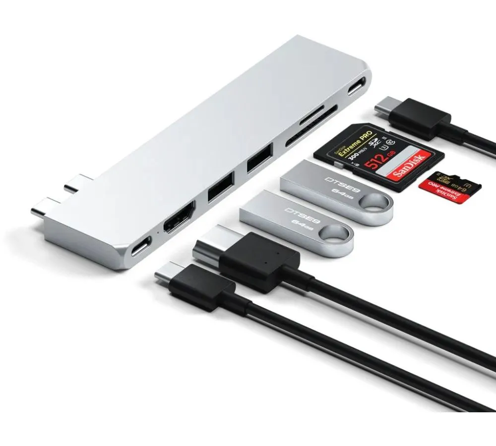 Адаптер Satechi USB-C Pro Hub Slim Adapter. Цвет: серебристый - фото 2
