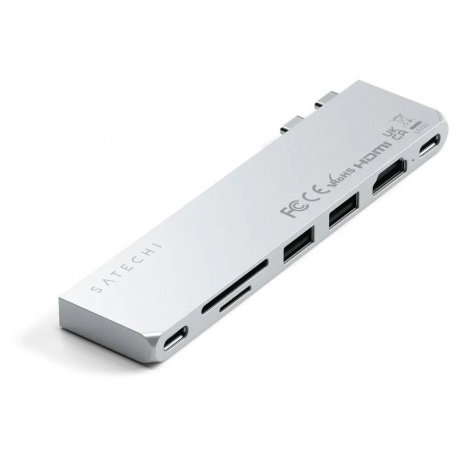 Адаптер Satechi USB-C Pro Hub Slim Adapter. Цвет: серебристый - фото 3