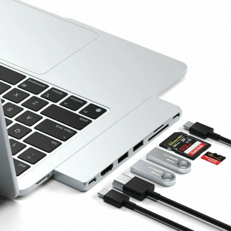 Адаптер Satechi USB-C Pro Hub Slim Adapter. Цвет: серебристый - фото 5
