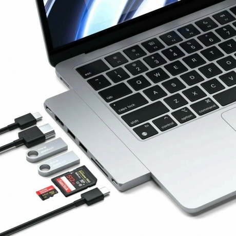 Адаптер Satechi USB-C Pro Hub Slim Adapter. Цвет: серебристый - фото 6