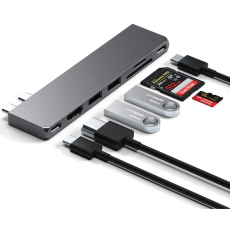 Адаптер Satechi USB-C Pro Hub Slim Adapter. Цвет: серый космос - фото 3