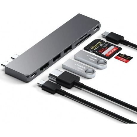 Адаптер Satechi USB-C Pro Hub Slim Adapter. Цвет: серый космос - фото 3