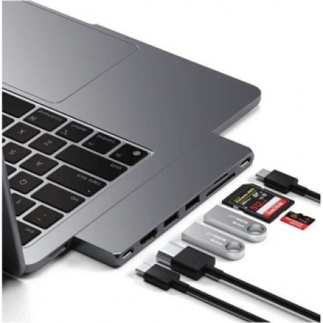 Адаптер Satechi USB-C Pro Hub Slim Adapter. Цвет: серый космос - фото 5