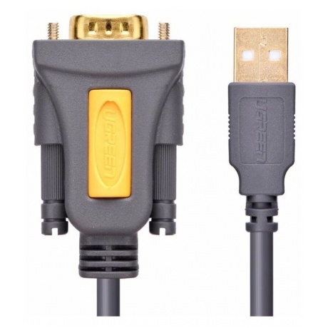 Адаптер UGREEN CR104 (20222) USB 2.0 A To DB9 RS-232 Male Adapter Cable. Длина 2 м. Цвет: серый - фото 2