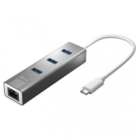 Хаб j5create USB-C на 3 USB Type-A 3.0 и Ethernet порт - фото 1