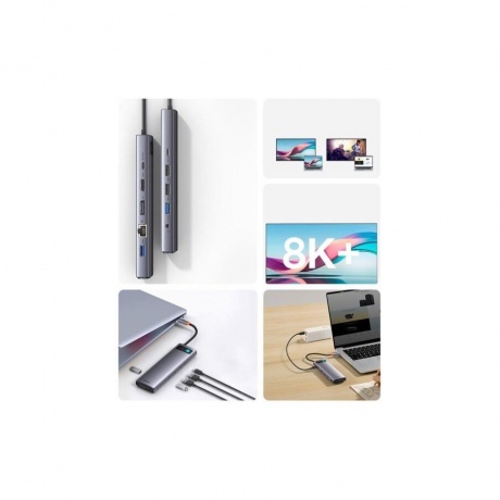 Хаб Baseus Metal Gleam Series 12-in-1 Docking Station Gray (WKWG020213) - фото 12