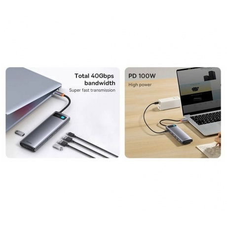 Хаб Baseus Metal Gleam Series 12-in-1 Docking Station Gray (WKWG020213) - фото 13