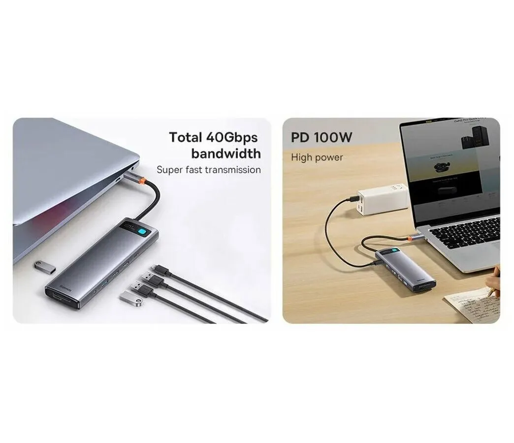 Хаб Baseus Metal Gleam Series 12-in-1 Docking Station Gray (WKWG020213) - фото 13
