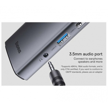 Хаб Baseus Metal Gleam Series 12-in-1 Docking Station Gray (WKWG020213) - фото 14