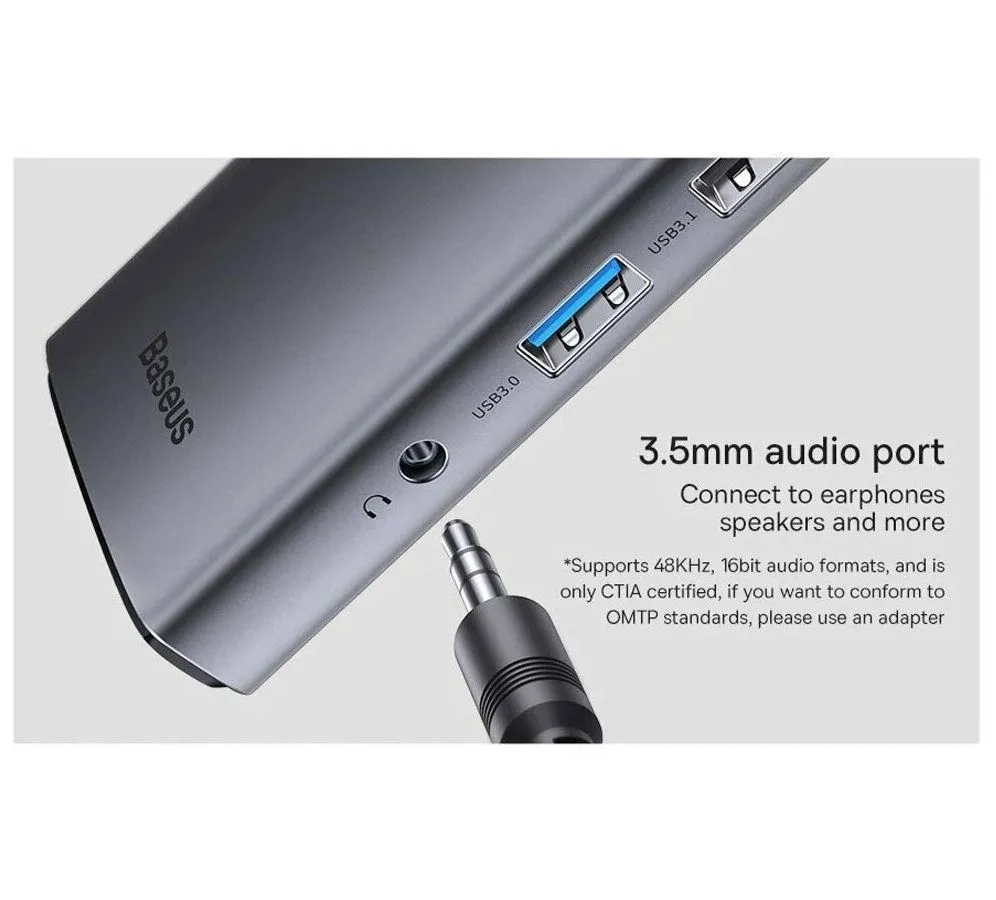 Хаб Baseus Metal Gleam Series 12-in-1 Docking Station Gray (WKWG020213) - фото 14
