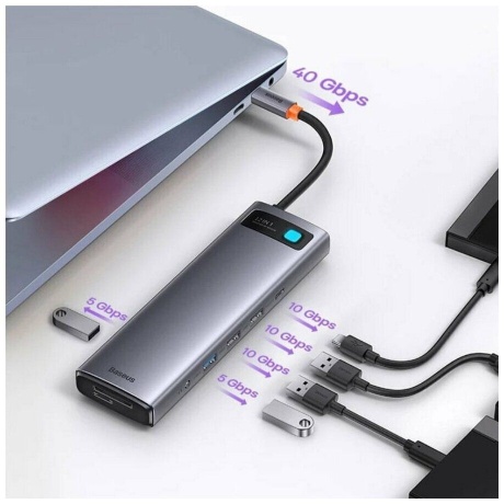 Хаб Baseus Metal Gleam Series 12-in-1 Docking Station Gray (WKWG020213) - фото 15