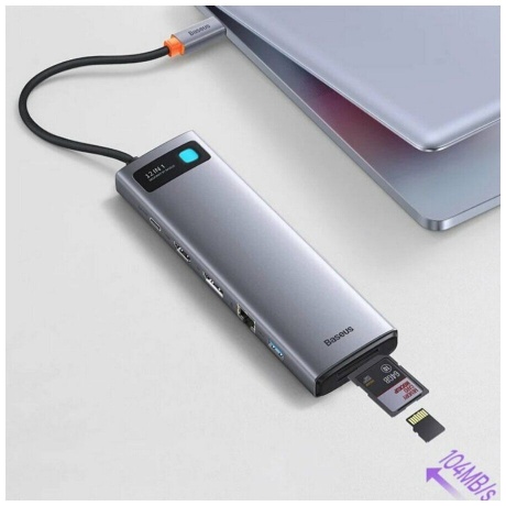 Хаб Baseus Metal Gleam Series 12-in-1 Docking Station Gray (WKWG020213) - фото 16