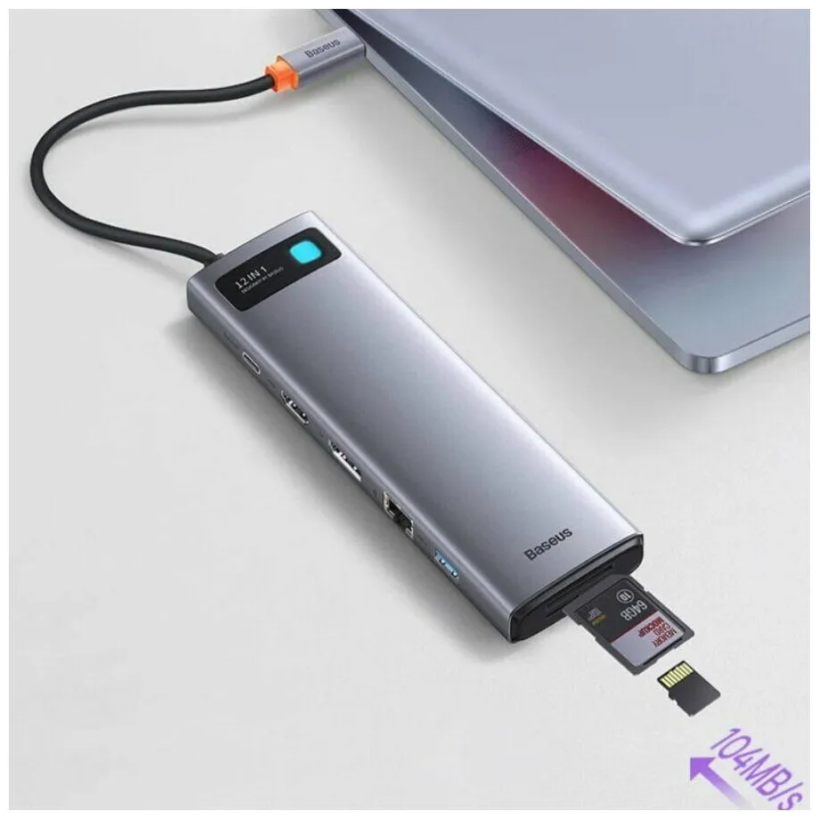 Хаб Baseus Metal Gleam Series 12-in-1 Docking Station Gray (WKWG020213) - фото 16