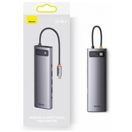 Хаб Baseus Metal Gleam Series 12-in-1 Docking Station Gray (WKWG020213) - фото 19