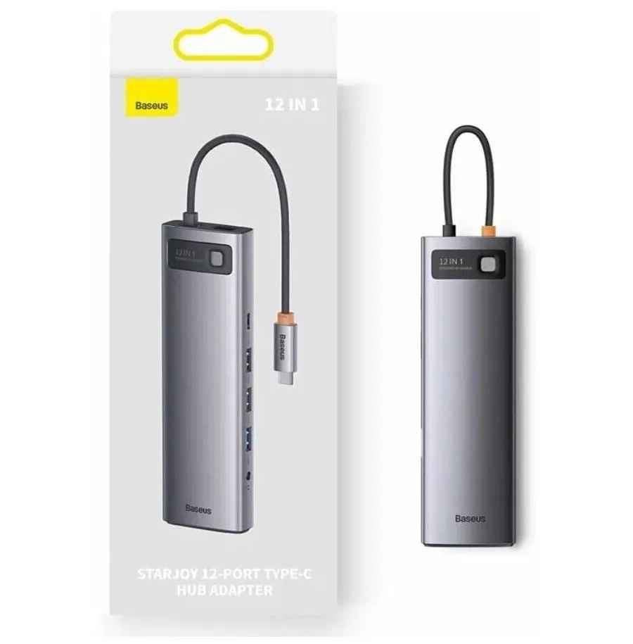 Хаб Baseus Metal Gleam Series 12-in-1 Docking Station Gray (WKWG020213) - фото 19